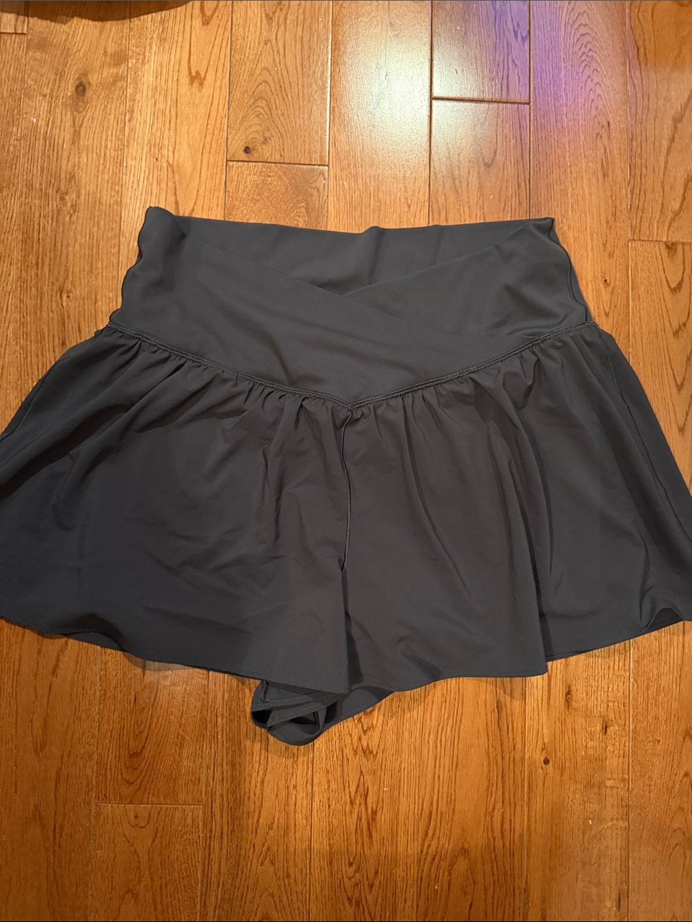 aerie Black Fold-Over Waistband Athletic Skort